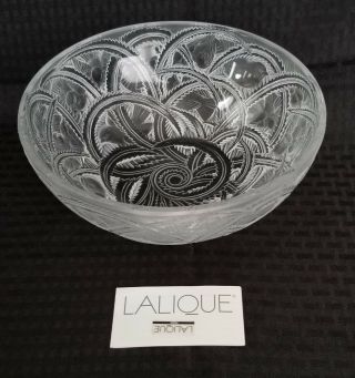 Lalique Crystal Pinsons Coupe Finch Bowl 9 1/4 " Diameter Signed " Lalique France "
