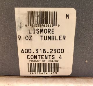 Waterford Lismore 9 oz Old Fashion Tumblers set of 4 2