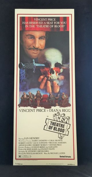 1973 Theatre Of Blood Movie Poster 14 X 36 Horror Vincent Price Beauty