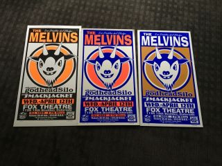 3 Melvins – W/ Godheadsilo – Boulder,  Co April 12,  1995 - Poster Rare S/n