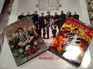 The Expendables Signed Poster And Dvd Set Display Sylvester Stallone Signed Dvd