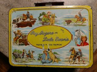Vintage Western Cowboy Roy Rogers & Dale Evans & Dog Trigger Metal Lunchbox