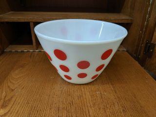 VINTAGE FIRE KING RED POLKA DOT NESTED MIXING BOWLS,  SET OF 4 4