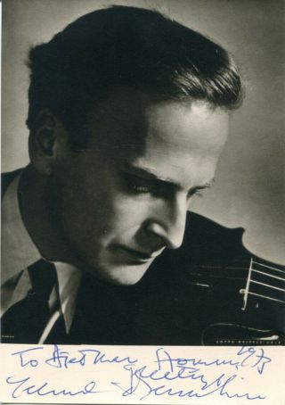 Yehudi Menuhin (,) Violinist & Conductor Autograph,  Signed Vintage Photo