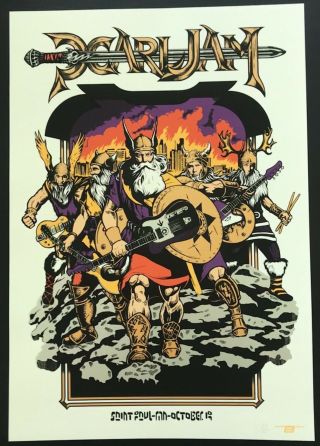 Pearl Jam Concert Poster - Metallic Signed Variant - 10.  19.  14 St Paul,  Mn