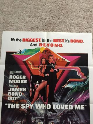 James Bond 1977 The Spy Who Loved Me 1 Sheet Movie Theater Poster 27x41 2