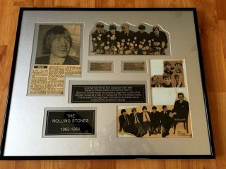 1963 - 1964 Rolling Stones Scrapbook Clippings Framed Signed By Watts And Jones