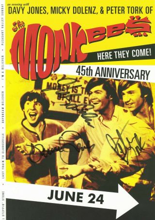 The Monkees autographed gig poster Peter Tork,  Davy Jones,  Micky Dolenz 2