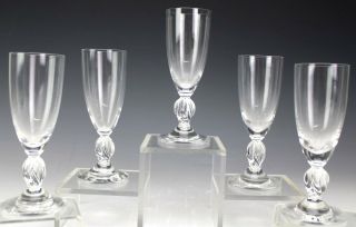 Set Of 5 Lalique France Art Glass Crystal Frejus Cordial Wine Glasses Nr Lma