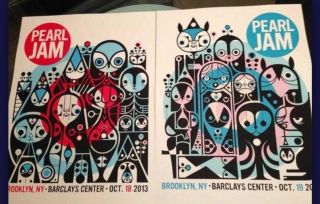 Pearl jam posters Brooklyn 2013 Pendelton.  2 Posters.  2 Nights.  Oct 18.  Oct 19 3