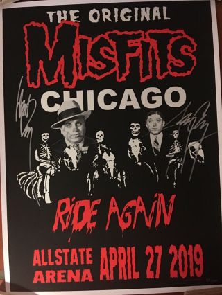 Misfits Signed Poster Chicago 2019 Glenn Danzig Jerry Only Kbd 314 Last One
