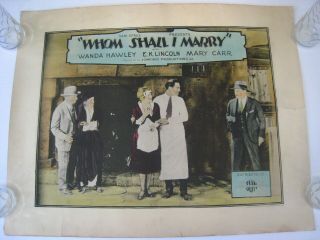 Orig.  1926 Silent Movie Poster.   Whom Shall I Marry .  2.  Half Sheet