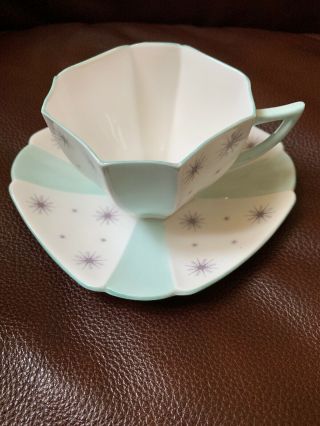 Shelley Queen Anne Pale Green Pole Star Cup & Saucer