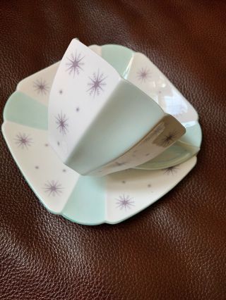 Shelley Queen Anne Pale Green Pole Star Cup & Saucer 2