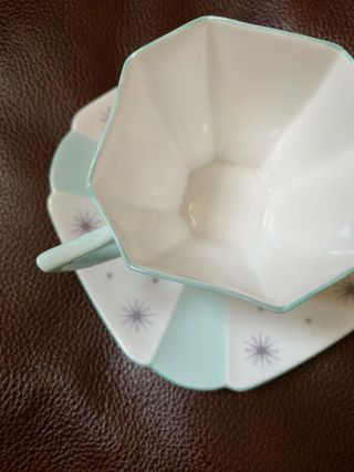 Shelley Queen Anne Pale Green Pole Star Cup & Saucer 4