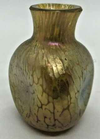 Rare Antique Ca1900 Loetz Candia Papillon Miniature Oil Spot Perfume Bottle Vase