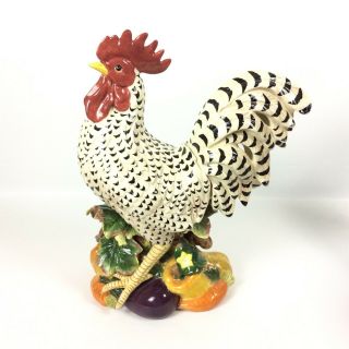 Fitz & Floyd Gardening Gourmet Rooster Figurine 85838 Ceramic Centerpiece 1999 2