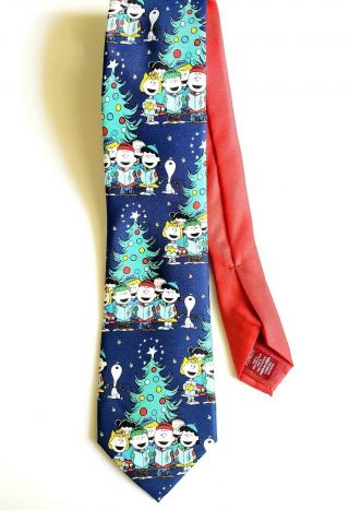 Vintage Official Peanuts Christmas Tie - A Charlie Brown Snoopy Tree Carol Music