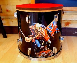 Iron Maiden Upcycled Floor Tom Drum Coffee/side Table With Storage Inside.