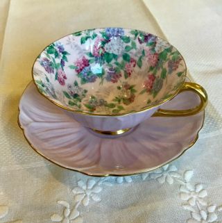 Shelley Chintz Oleander Cup Saucer Lavender Summer Glory