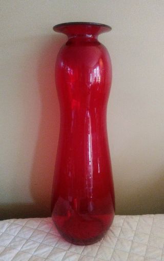Blenko 26 " Red Floor Vase Designed By Nickerson 7236 Circa 1974 Massive