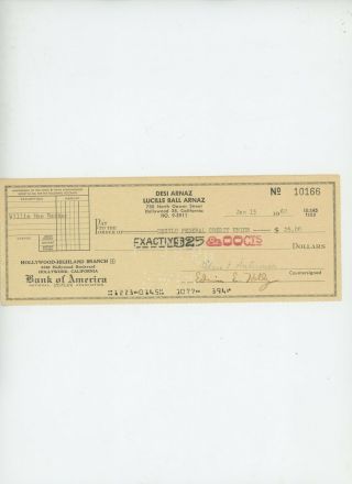 Lucille Ball Desi Arnaz Signed Check 1960 To Desilu Credit Union I Love Lucy