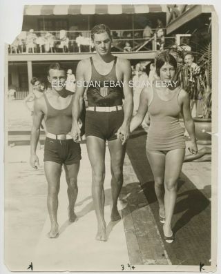 Johnny Weissmuller Olympic Swim Champs Vintage Candid Photo Miami Beach 1929