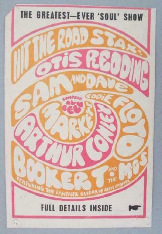 Otis Redding Sam And Dave Stax 1967 Promo Concert Handbill