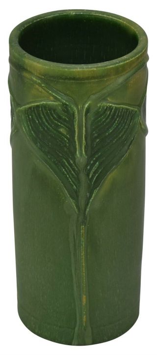 Ephraim Faience Pottery 2001 Experimental Matte Green Ginkgo Vase
