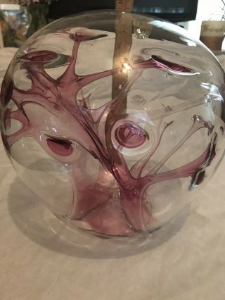 Signed Peter Bramhall Studio Art Glass Sculpture Handblown Orb Sphere 1988