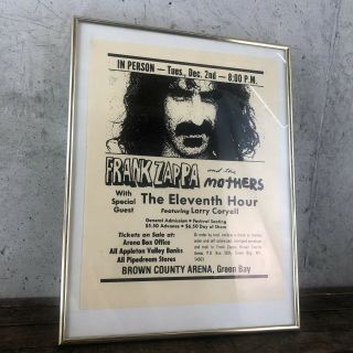 Vintage Frank Zappa And The Mothers 1975 Concert Poster Framed Wi Brown County
