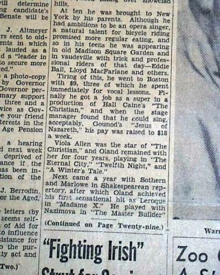 WARNER OLAND Charlie Chan & Fu Manchu - Chinese Cast Actor DEATH 1938 Newspaper 3