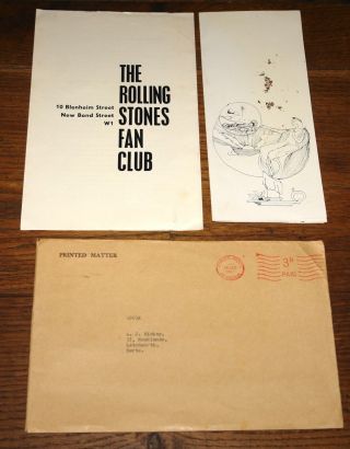 The Rolling Stones 1967 Official Uk Fan Club Christmas Card Newsletter Envelope