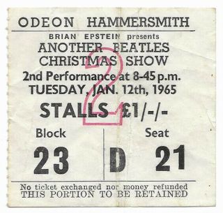 Beatles Concert Ticket London Uk 1966,  Tour Paul Mccartney,  John Lennon