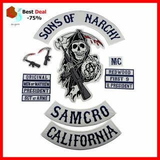Sons Of Anarchy Emblem Motorcycle Biker Club Jacket Back Embroidered Patches
