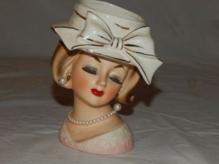 Enesco Rare Hat Lady Head Vase Minty With Label