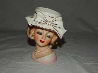 Enesco Rare Hat Lady Head Vase Minty with label 7