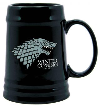 Game Of Thrones Stark Sigil Ceramic 22oz Black Direwolf Stein