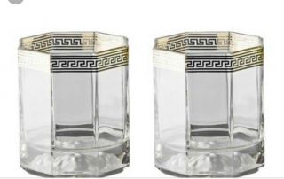 Versace Gold Medusa Glass Whisky Set Of 2 Authentic