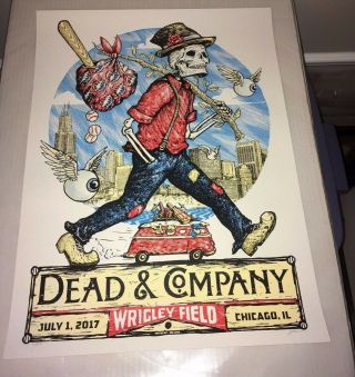 Signed & Numbered Dead & Company Zeb Love Poster Wrigley Field Chicago 2017