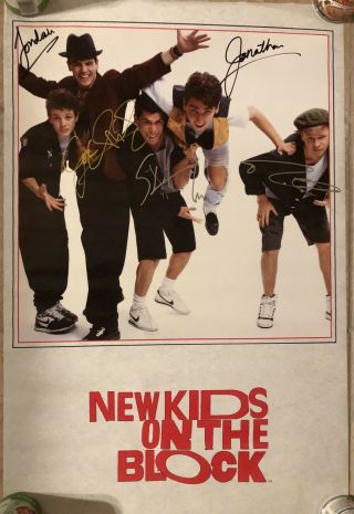 Kids On The Block Poster Originally Autographed By 5 Members