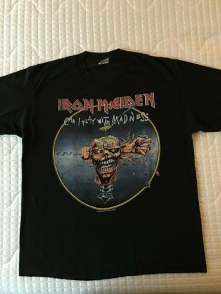 Vintage 1988 Iron Maiden " Can I Play With Madness " T - Shirt
