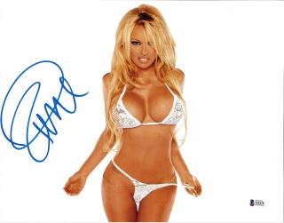 Pamela Anderson Signed 11x14 Photo - Pam Sexy Bikini Pull Beckett Bas