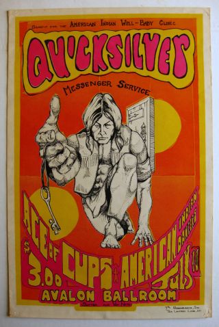 Quicksilver American Indian Benefit 1967 Avalon Org Concert Poster Aor 2.  21