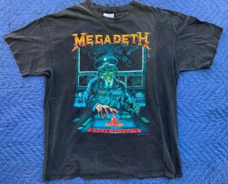 Vintage Megadeth Launch Tour Dates T Shirt 1990 Rock Lp Vic Rattlehead