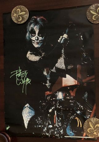 Kiss Peter Criss Aucoin Signed Poster 1977