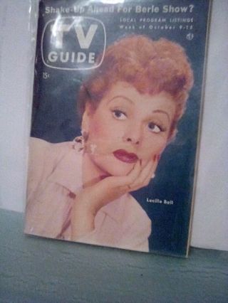 Vintage Tv Guide Oct.  9 - 15,  1954 - I Love Lucy Lucille Ball Photo Cover