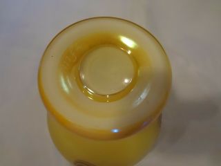 Orient and Flume Yellow Art Glass Vase - Pulled Feather Decoration - Signed 1977 8