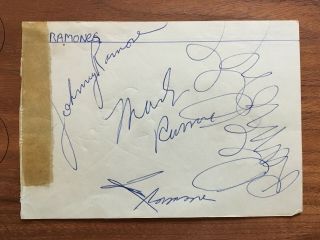 Ramones - Fully Signed Page Joey Johnny Dee Dee Marky Vintage Signatures