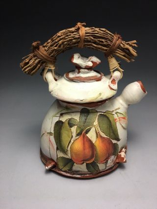 Outstanding Tim Ludwig Art Pottery Teapot With Pears